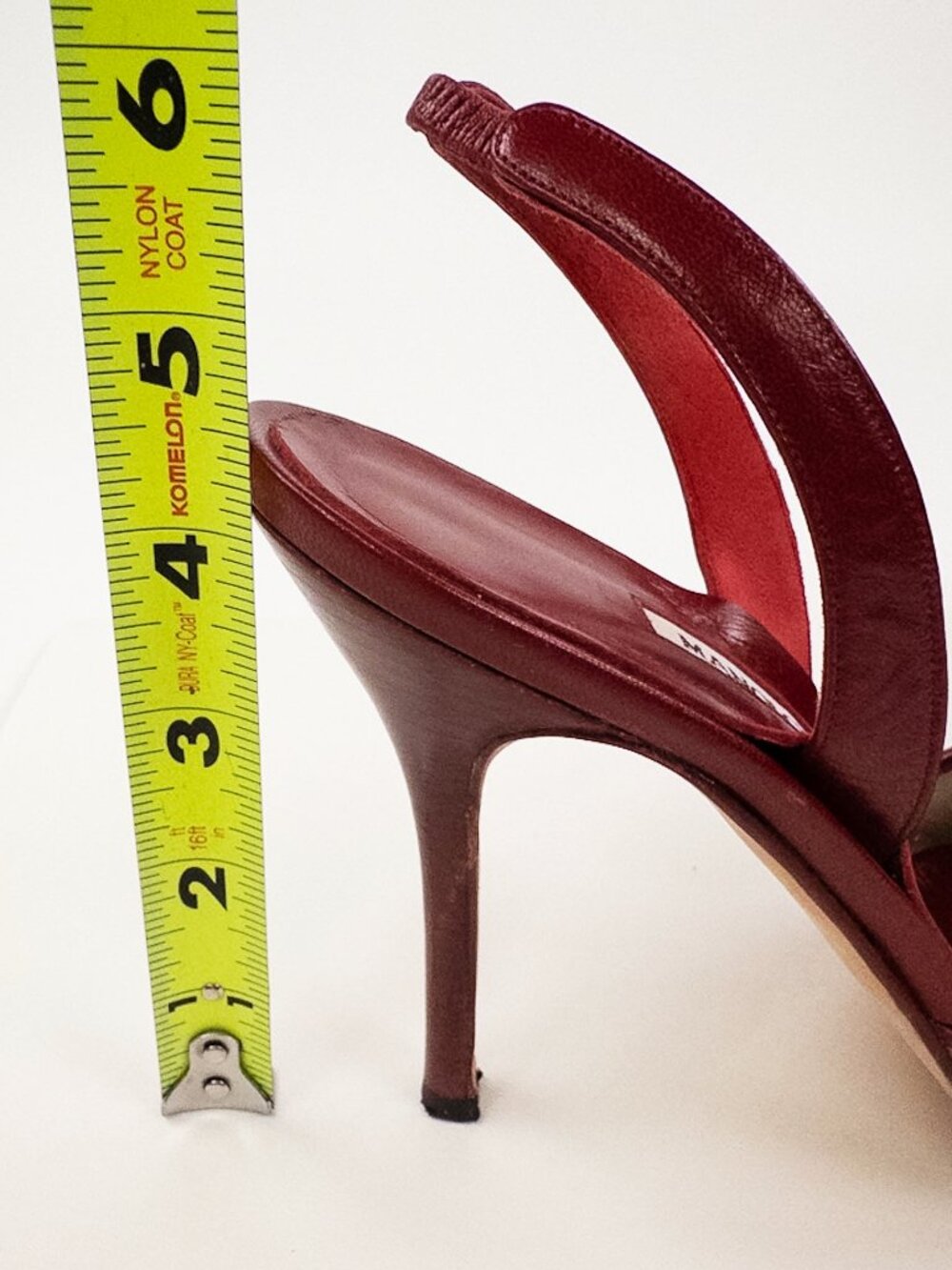 Manolo Blahnik Red Leather Ivory Slingback Peep Toe Heels Sz 39 - Picture 8 of 10